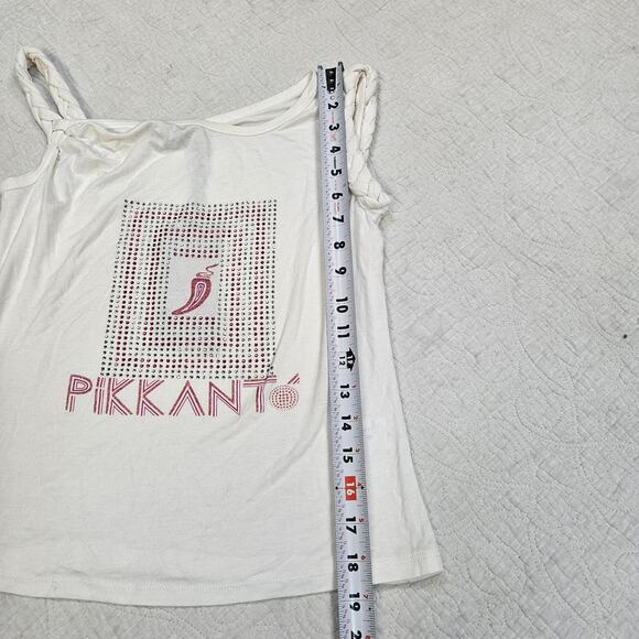 NWT Euro Cami Top Tank White Rhinestone McBling Pikkanto - Small - Picture 5 of 8